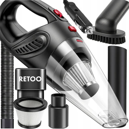 RETOO rankinis automobilinis dulkių siurblys 12 V, 120 W, 4200 Pa, HEPA, galingas, su antgalių rinkiniu