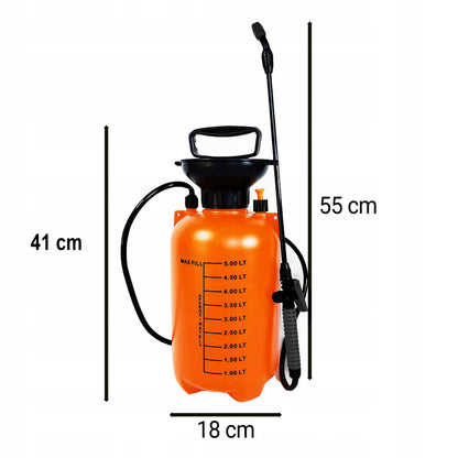 RETOO rankinis slėginis sodo purkštuvas augalams su ilgu 58 cm vamzdeliu, 5 l