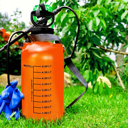 RETOO rankinis slėginis sodo purkštuvas augalams su ilgu 58 cm vamzdeliu, 5 l