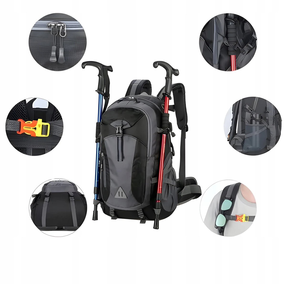 RETOO SR325 turistinė, kelioninė ir žygių kuprinė, juoda, iki 40 l