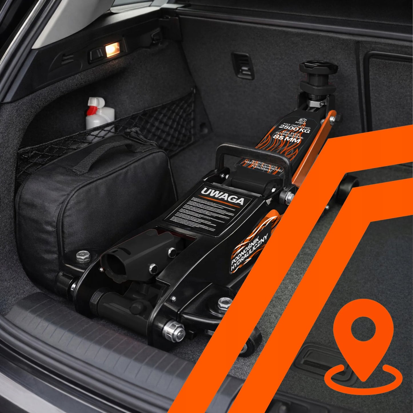 RETOO žemo profilio hidraulinis automobilinis keltuvas, 2,5T, 85–399 mm