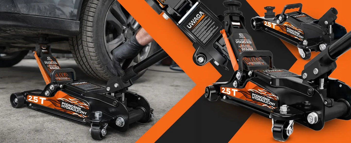 RETOO žemo profilio hidraulinis automobilinis keltuvas, 2,5T, 85–399 mm
