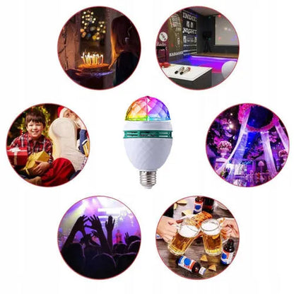 RGB LED diskotekinė lemputė su E27 cokoliu