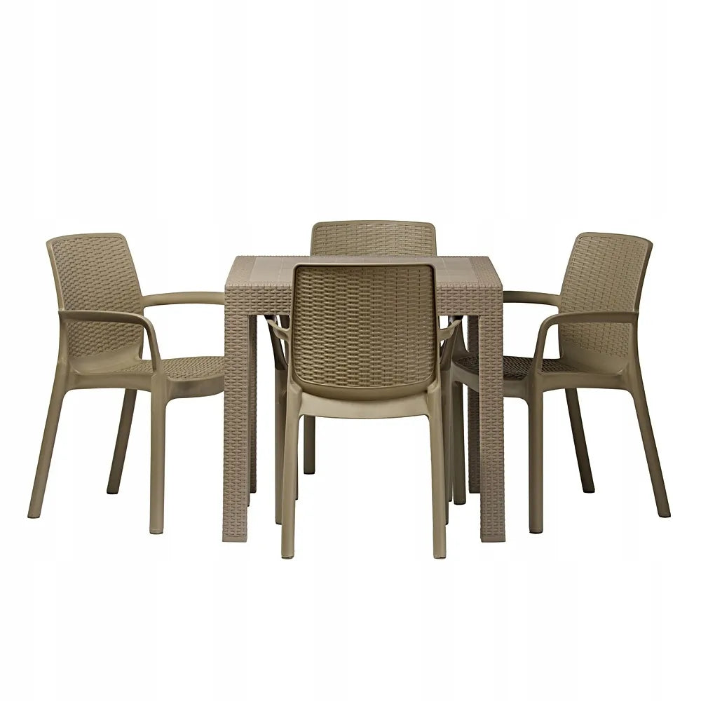 „Riviera“ sodo baldų komplektas – 4 kėdės ir 82 × 82 cm stalas