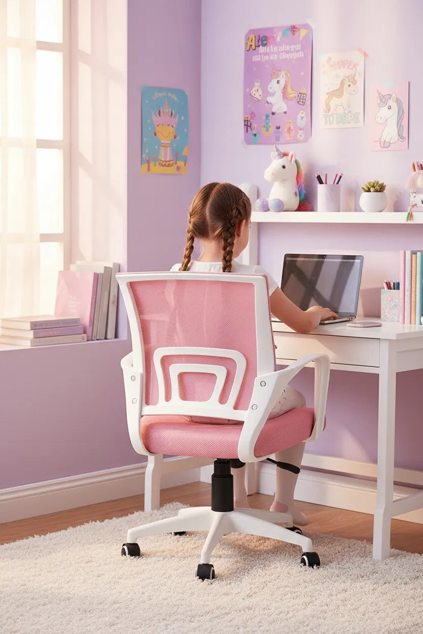 Rožinė biuro kėdė GIOSEDIO NFX012 | Sukama ergonomiška su tinkleliu