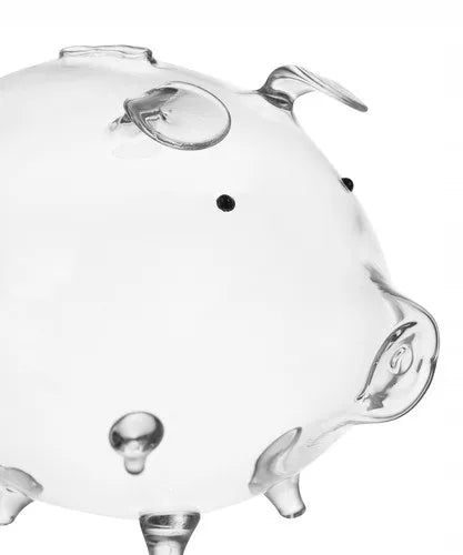Ruhhy skaidri stiklinė taupyklė kiaulytės formos monetoms, banknotams ir arbatpinigiams
