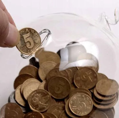 Ruhhy skaidri stiklinė taupyklė kiaulytės formos monetoms, banknotams ir arbatpinigiams