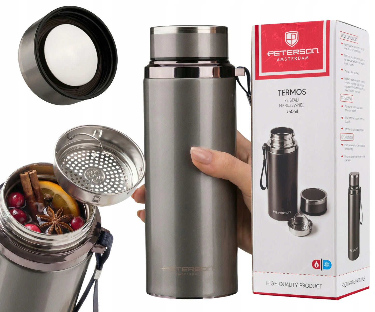 Sandarus nerūdijančio plieno termosas Peterson 750 ml