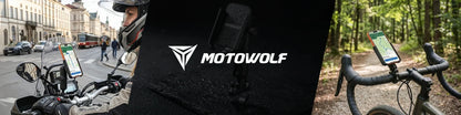 ŠARVUOTAS ANTIVIBRACINIS MOTOCIKLO IR DVIRAČIO TELEFONO LAIKIKLIS MOTOWOLF