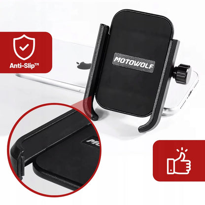 ŠARVUOTAS ANTIVIBRACINIS MOTOCIKLO IR DVIRAČIO TELEFONO LAIKIKLIS MOTOWOLF