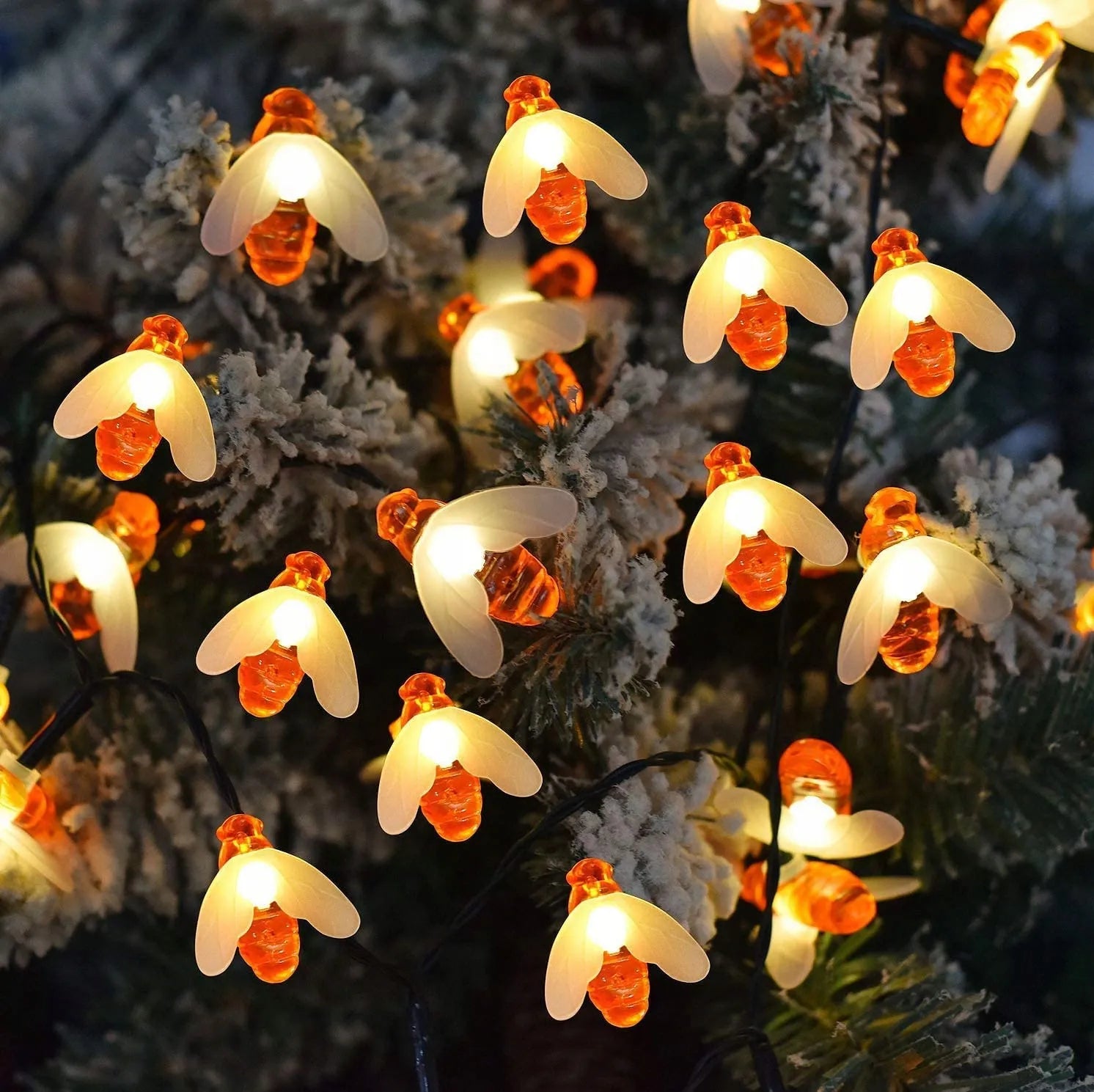 Saulės energija maitinama girlianda bitės 20 LED, kabinama sodo ir terasos dekoracija P-724