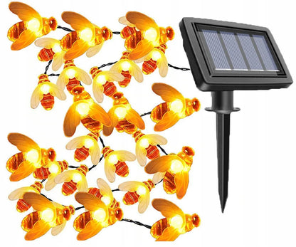 Saulės energija maitinama girlianda bitės 20 LED, kabinama sodo ir terasos dekoracija P-724