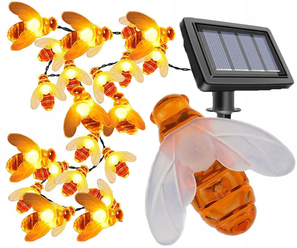 Saulės energija maitinama girlianda bitės 20 LED, kabinama sodo ir terasos dekoracija P-724