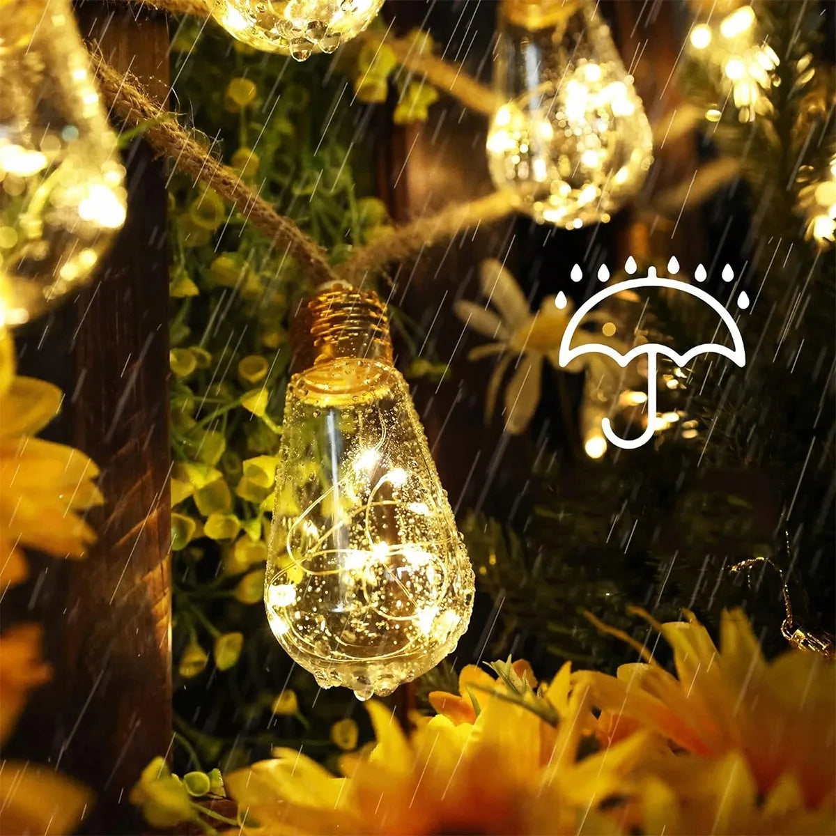 Saulės energija maitinama LED girlianda 7,8 m 16 LED lempučių, dekoratyvinė sodo lempa IP65