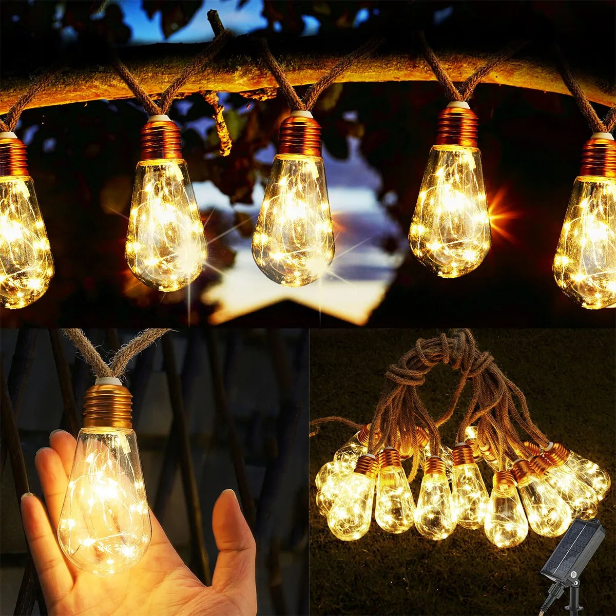Saulės energija maitinama LED girlianda 7,8 m 16 LED lempučių, dekoratyvinė sodo lempa