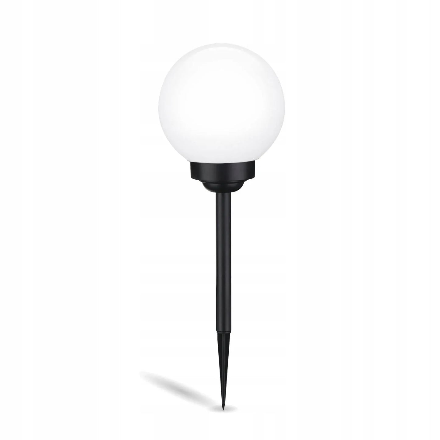Saulės energija maitinamas LED sodo šviestuvas, įsmeigiamas į žemę, baltas rutulys 15 cm RGB