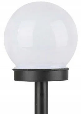 SAULĖS energija maitinamas sodo LED šviestuvas, baltas rutulio formos stulpelis, 10 cm, įsmeigiamas, dekoratyvinis