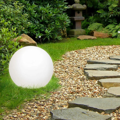 Saulės energija maitinamas sodo šviestuvas, 4 LED, balta sfera, 25 cm, terasai ir balkonui