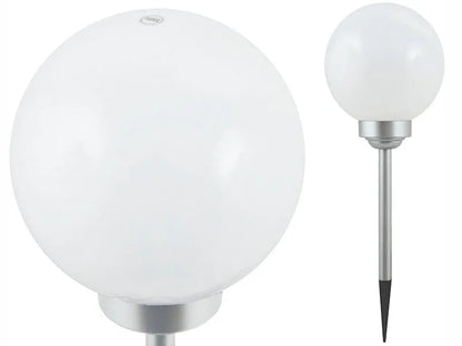 Saulės energija maitinamas sodo šviestuvas, 4 LED, balta sfera, 25 cm, terasai ir balkonui