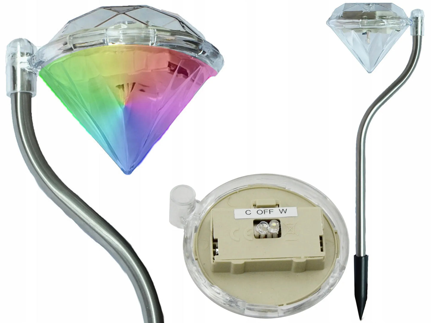 Saulės energija maitinamas sodo šviestuvas deimantas RGB