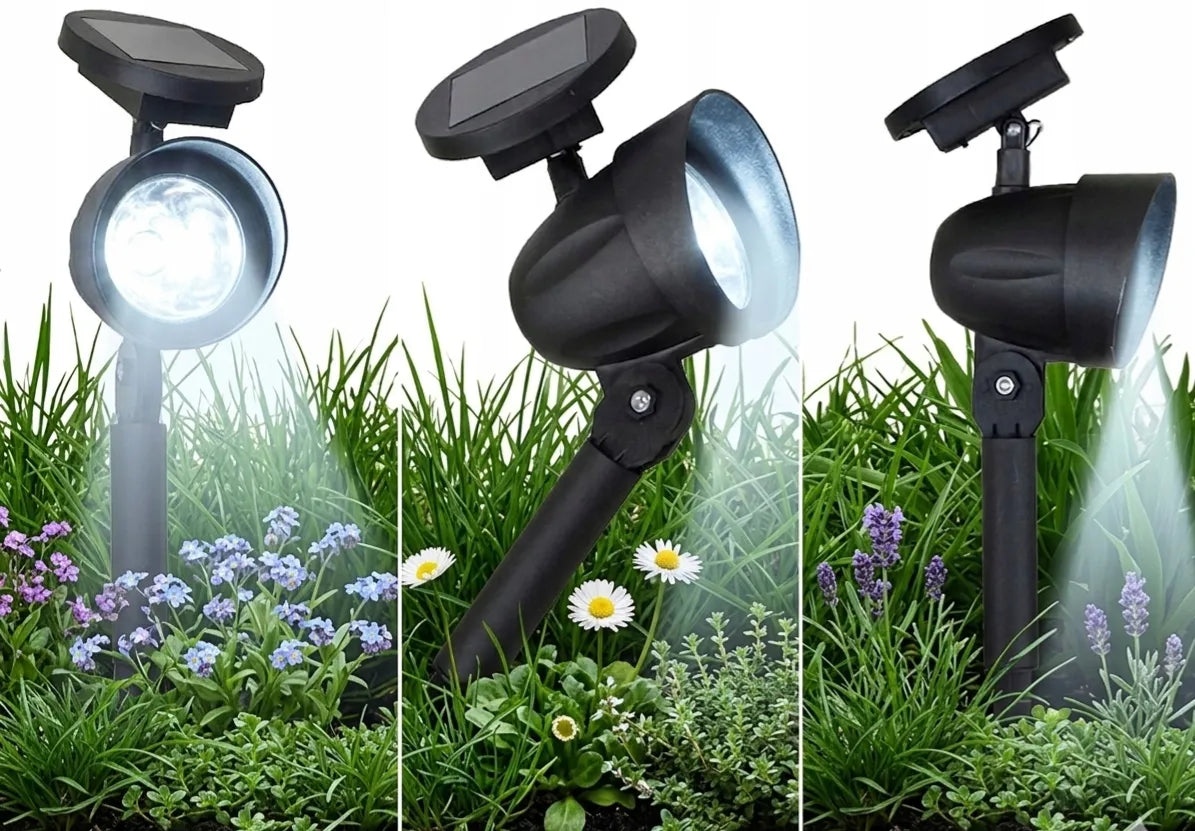 Saulės energija varoma 3 LED lempa prožektorius sodo dekoracija įsmeigiamas stulpelis P-243