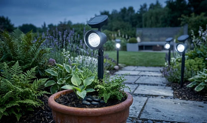 Saulės energija varoma 3 LED lempa prožektorius sodo dekoracija įsmeigiamas stulpelis P-243