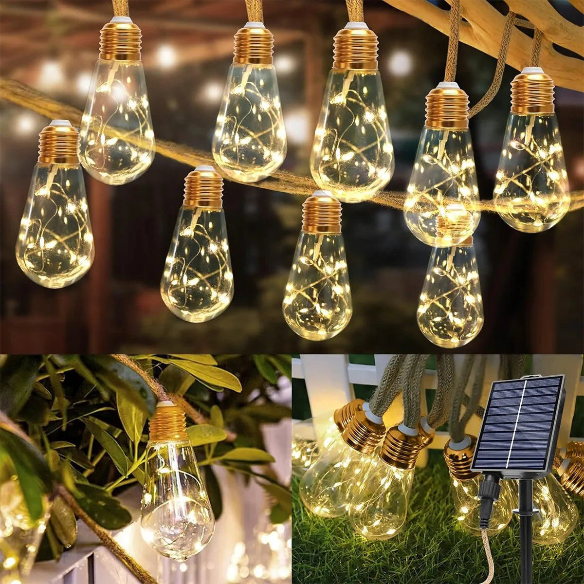 Saulės energija varoma LED girlianda 7,8 m 16 LED lempučių, dekoratyvinis sodo apšvietimas