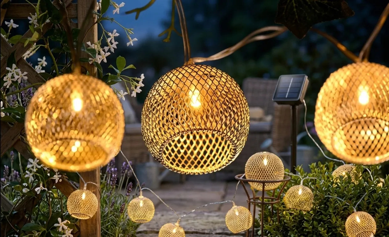 Saulės energija varoma LED sodo girlianda su smeigiamais burbulais 10 LED