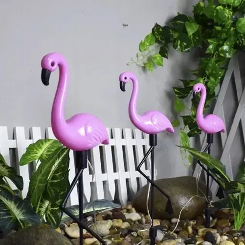 Saulės energija varomas sodo šviestuvas – flamingas