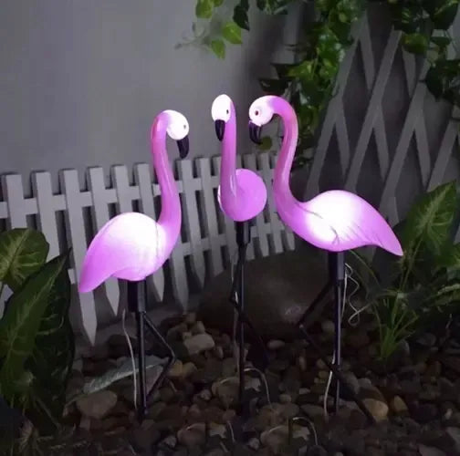 Saulės energija varomas sodo šviestuvas – flamingas