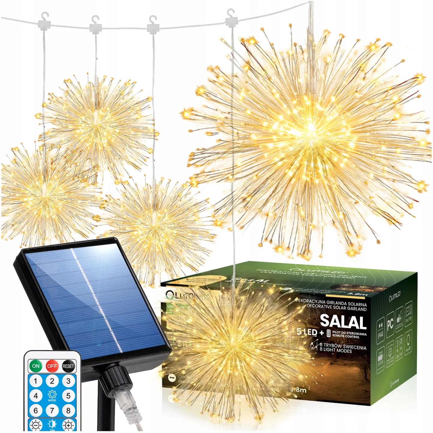 SAULĖS energijos sodo girlianda 5x TERASAI su jutikliu ir pulteliu