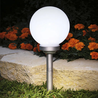 Saulės lempa sodo dekoracija 4 LED BALTAS RUTULYS 25cm terasa balkonas P-025