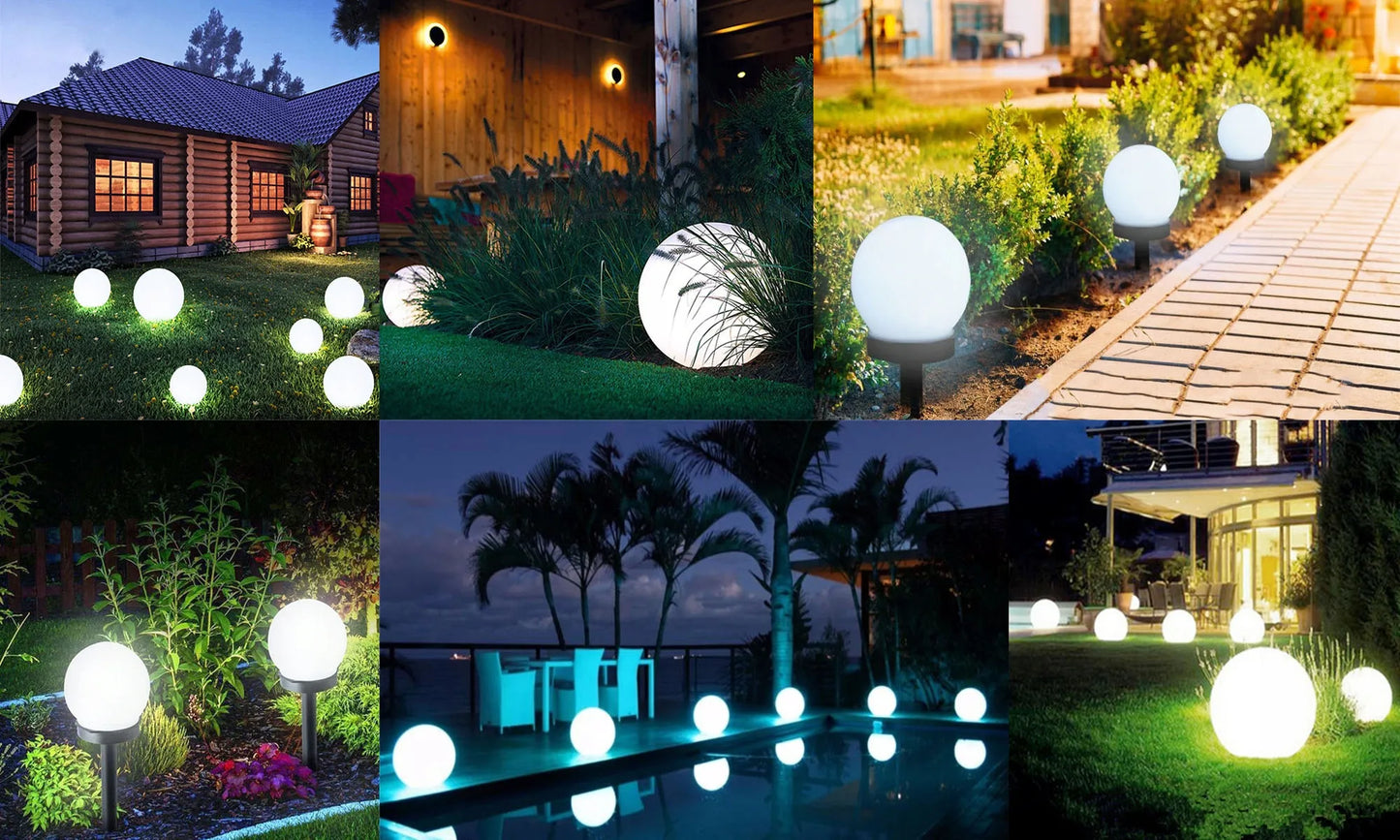Saulės lempa sodo dekoracija 4 LED BALTAS RUTULYS 25cm terasa balkonas P-025