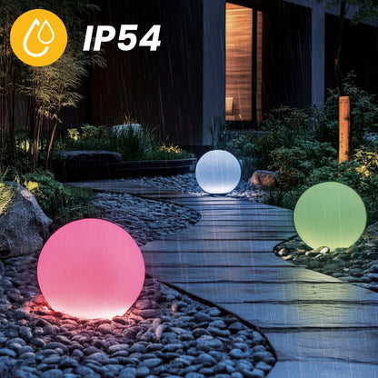Saulės sodo LED lempa 3000K + RGB, smaigas, dekoratyvinis rutulys, 40 cm