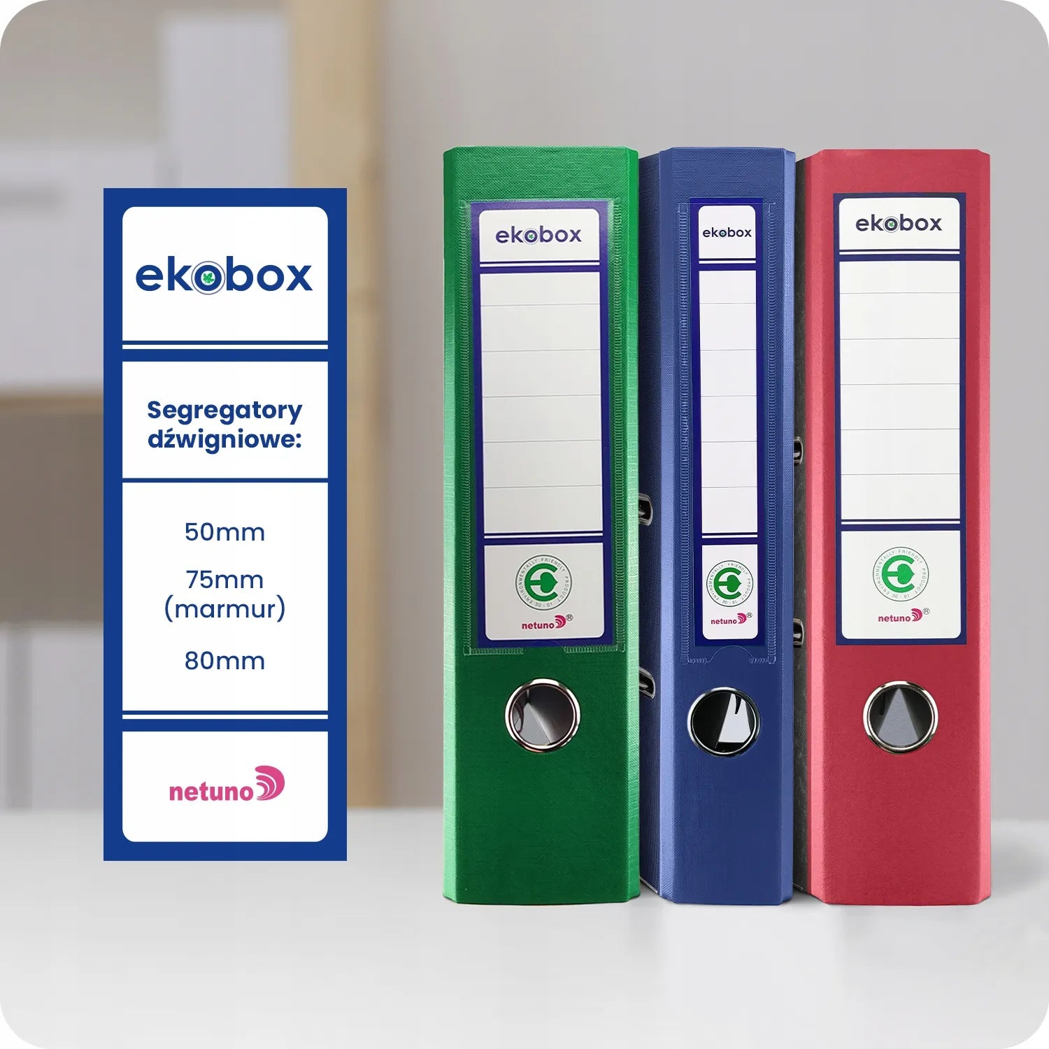 Segtuvas A4 50 mm siauras biurinis su svirtimi EKOBOX JUODAS 5 vnt.