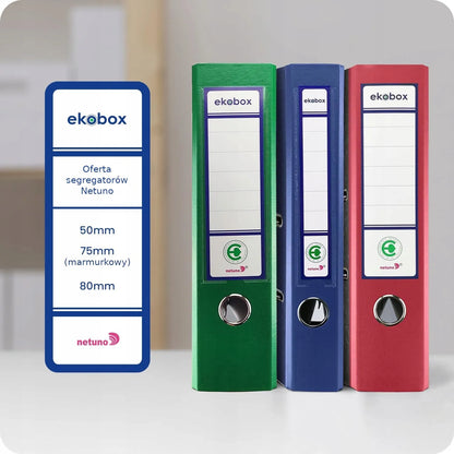 Segtuvas su svirtimi A4 PP EKOBOX 80 mm JUODAS 5 vnt. platus storas biurui
