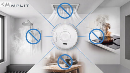 Sertifikuotas TÜV fotoelektrinis dūmų detektorius Simplit, 85 dB, 60 m², veikia iki 3 metų