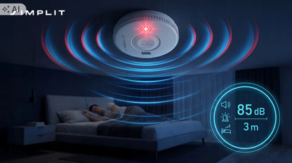 Sertifikuotas TÜV fotoelektrinis dūmų detektorius Simplit, 85 dB, 60 m², veikia iki 3 metų