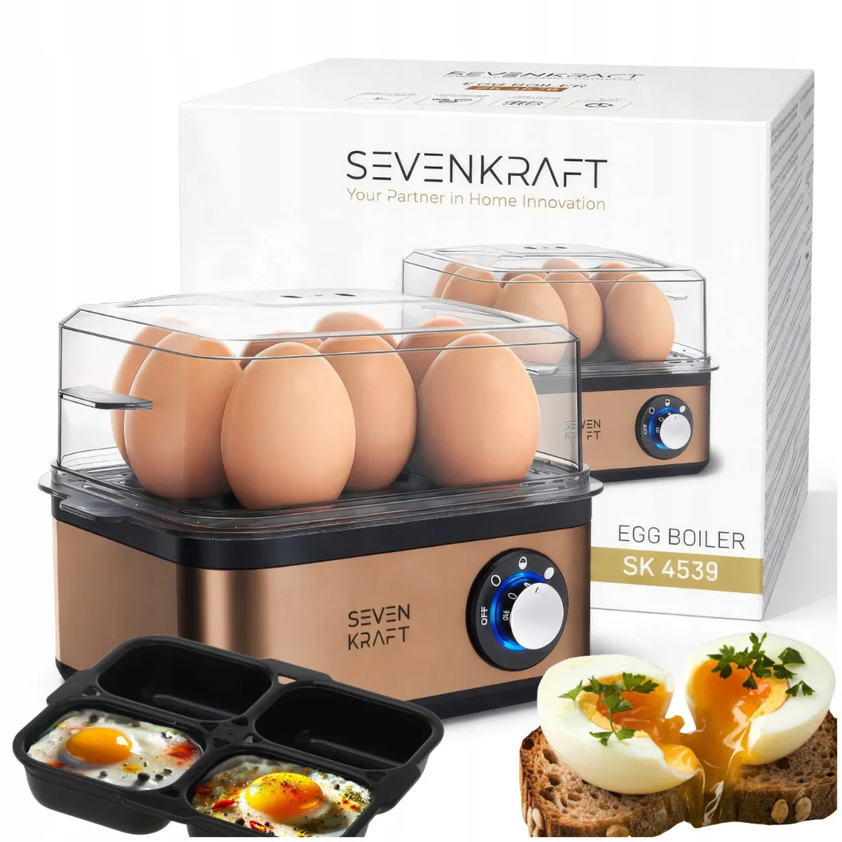 „Sevenkraft“ elektrinis kiaušinių virimo aparatas, 8 kiaušiniams, minkštai ir kietai virti