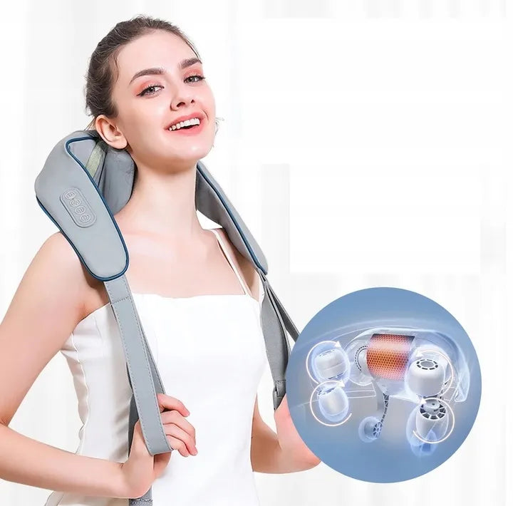 Shiatsu kaklo, pečių ir nugaros masažuoklis su šildymo funkcija - puiki dovana