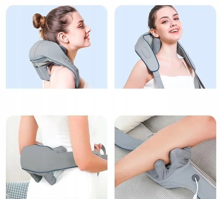 Shiatsu kaklo, pečių ir nugaros masažuoklis su šildymo funkcija - puiki dovana