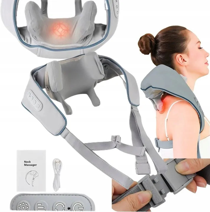 Shiatsu kaklo, pečių ir nugaros masažuoklis su šildymo funkcija - puiki dovana