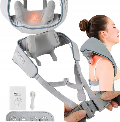 Shiatsu kaklo, pečių ir nugaros masažuoklis su šildymo funkcija - puiki dovana