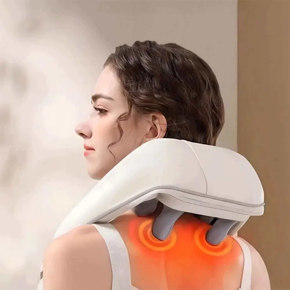 Shiatsu masažuoklis kaklui, sprandui ir nugarai su šildymo funkcija