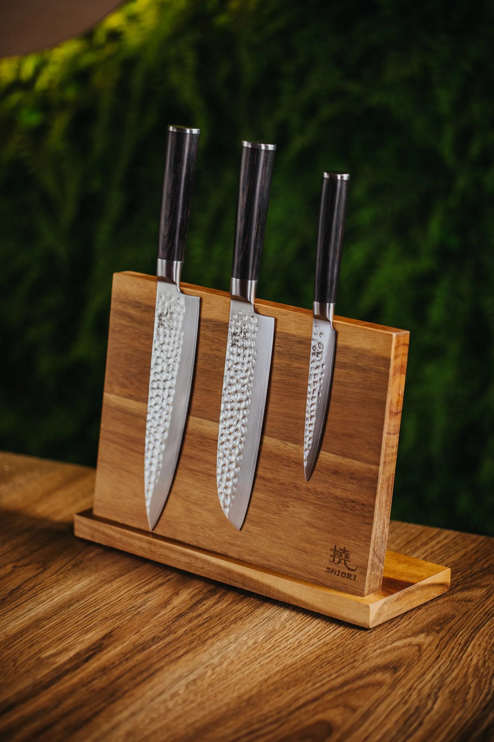 Shiori Akashia akacijų medienos magnetinis peilių stovas 5 peiliams