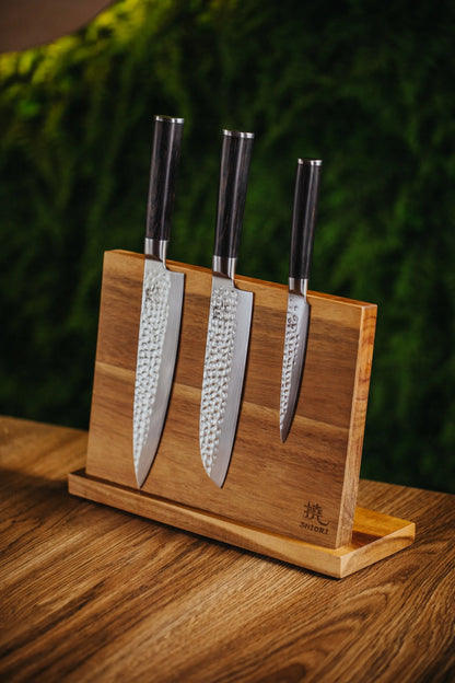 Shiori Akashia akacijų medienos magnetinis peilių stovas 5 peiliams