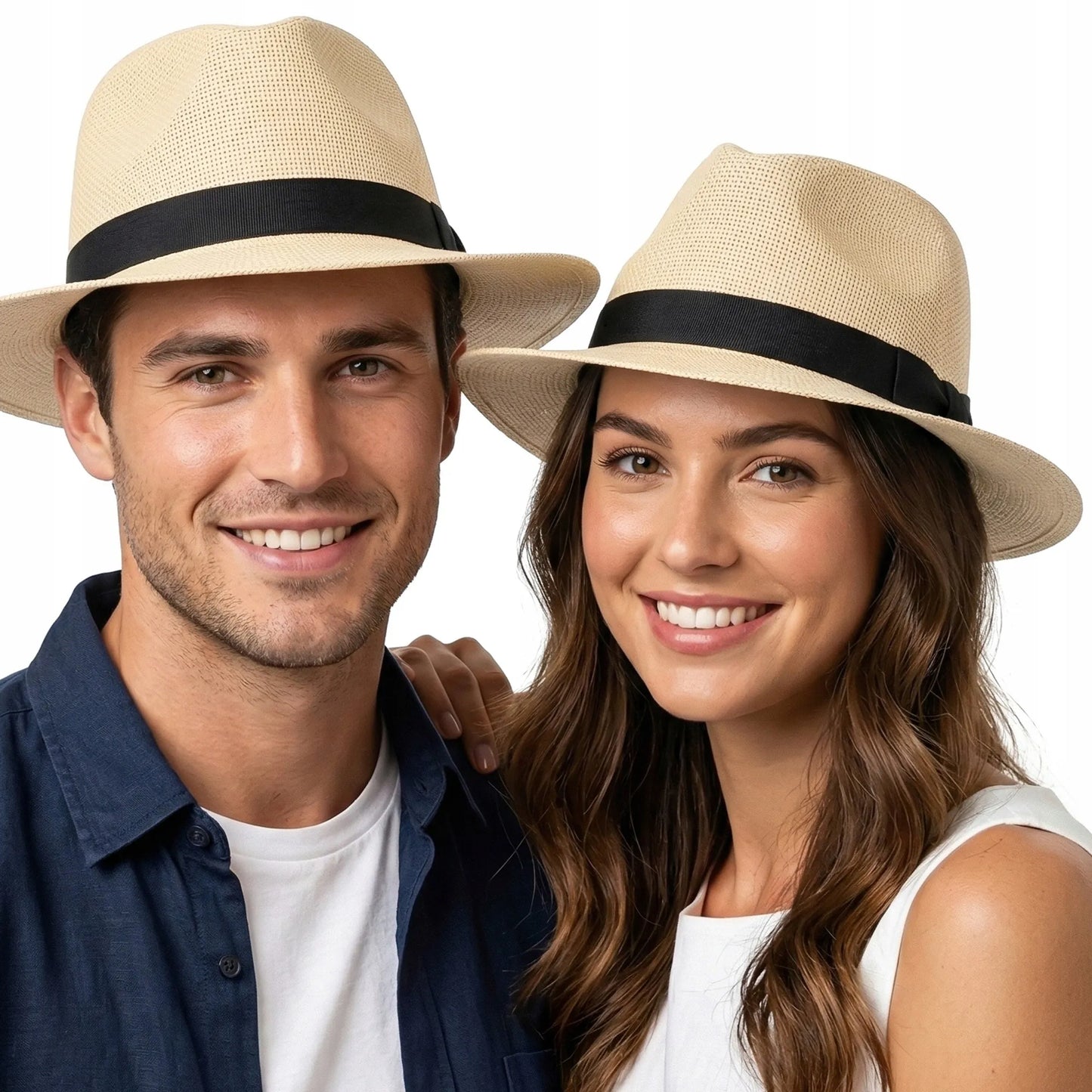 Šiaudinė „Fedora“ stiliaus skrybėlė nuo saulės, smėlio spalvos, su reguliavimu, Panama
