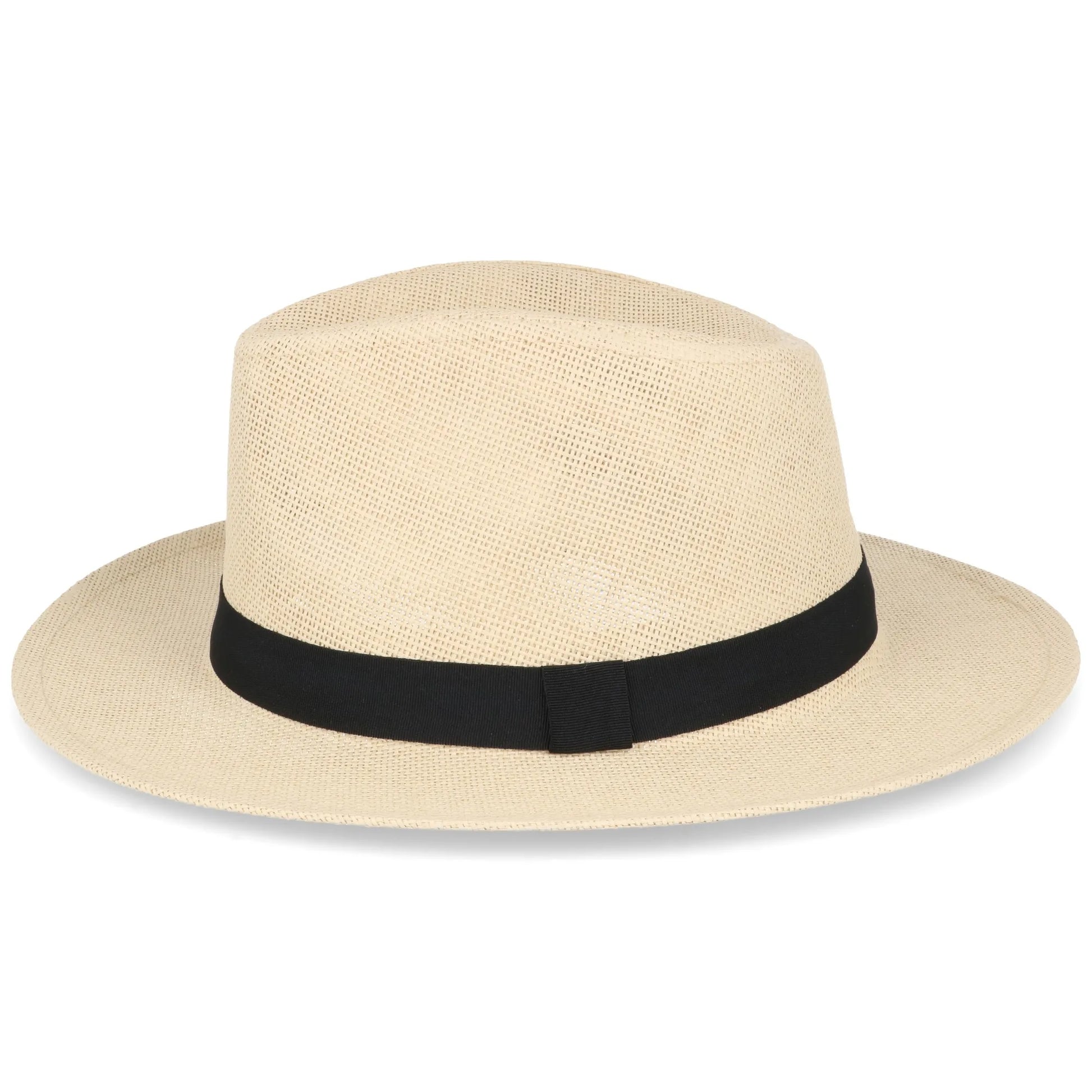 Šiaudinė „Fedora“ stiliaus skrybėlė nuo saulės, smėlio spalvos, su reguliavimu, Panama