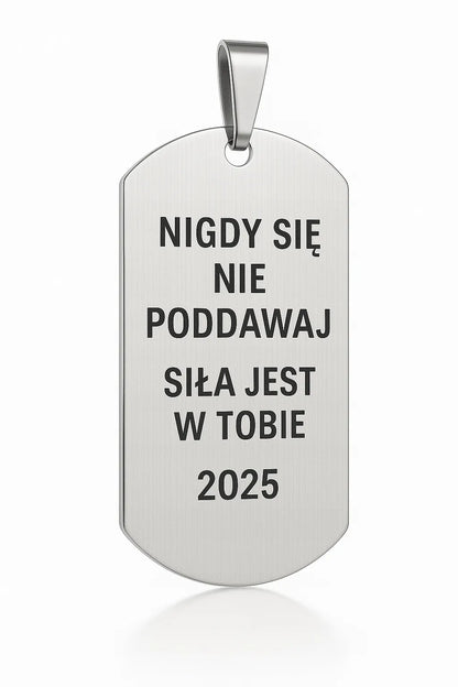 Sidabrinė vyriška grandinėlė su žetonu, chirurginis plienas 316L