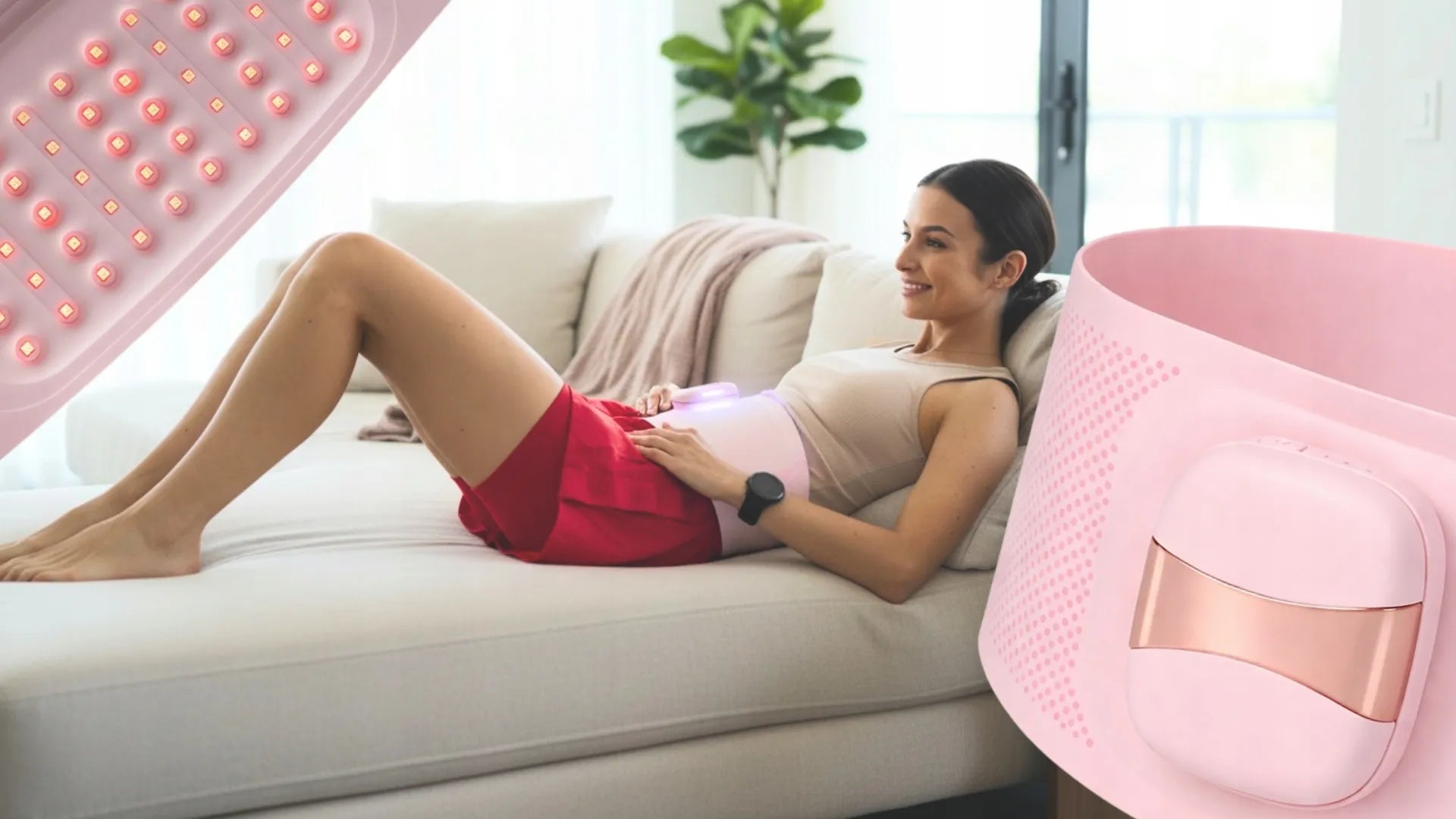 Šildantis LED diržas nuo pilvo, nugaros ir menstruacijų skausmo, 4 režimai